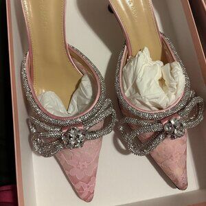 Mach & Mach Baby Pink mules with 3inch heels